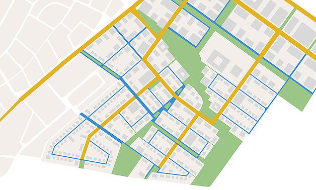Grafik: Darstellung der verschiedenen Straßentypen als Piktogramm Grafik: Darstellung der verschiedenen Straßentypen als Piktogramm